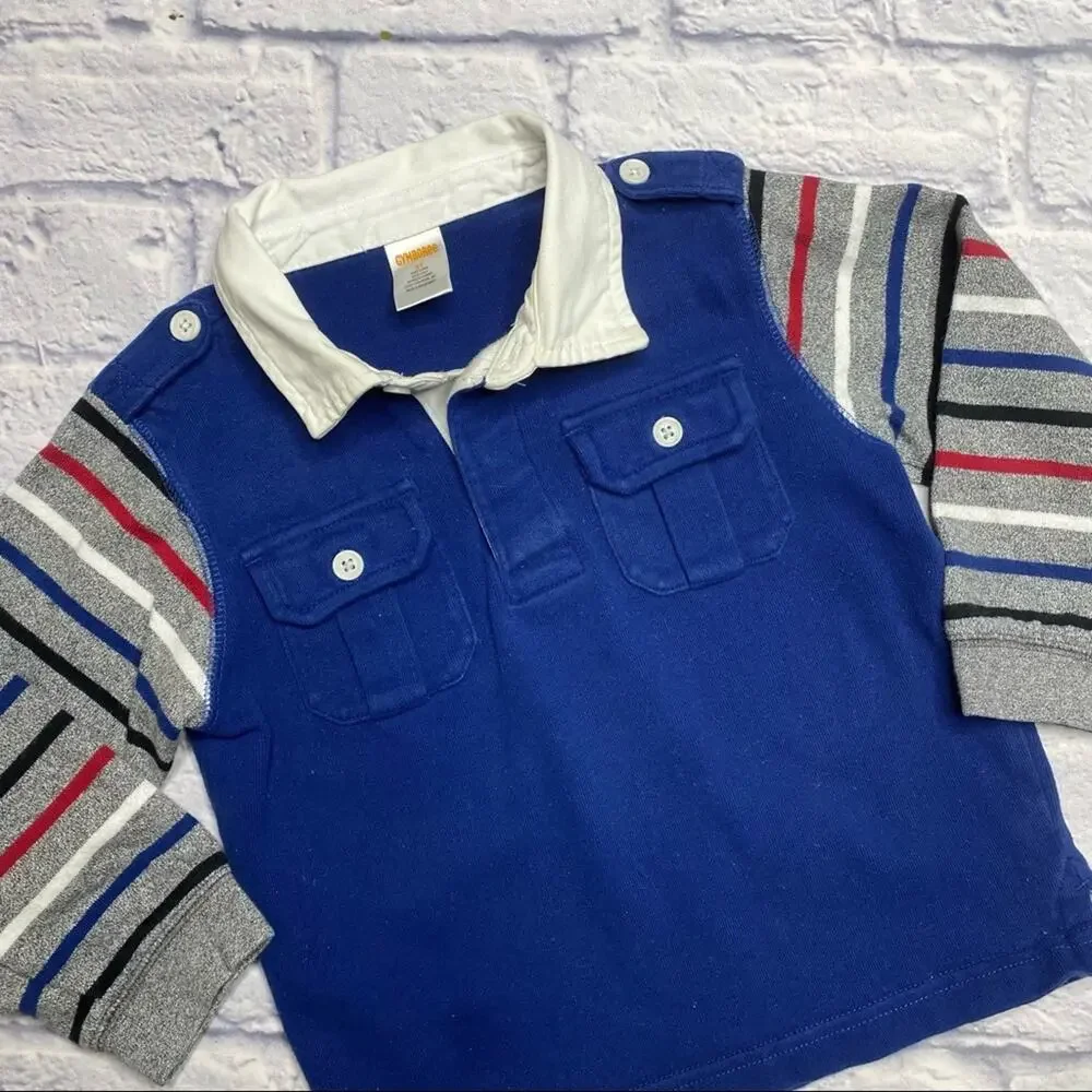 Gymboree Striped, Color-block Long Sleeve Polo